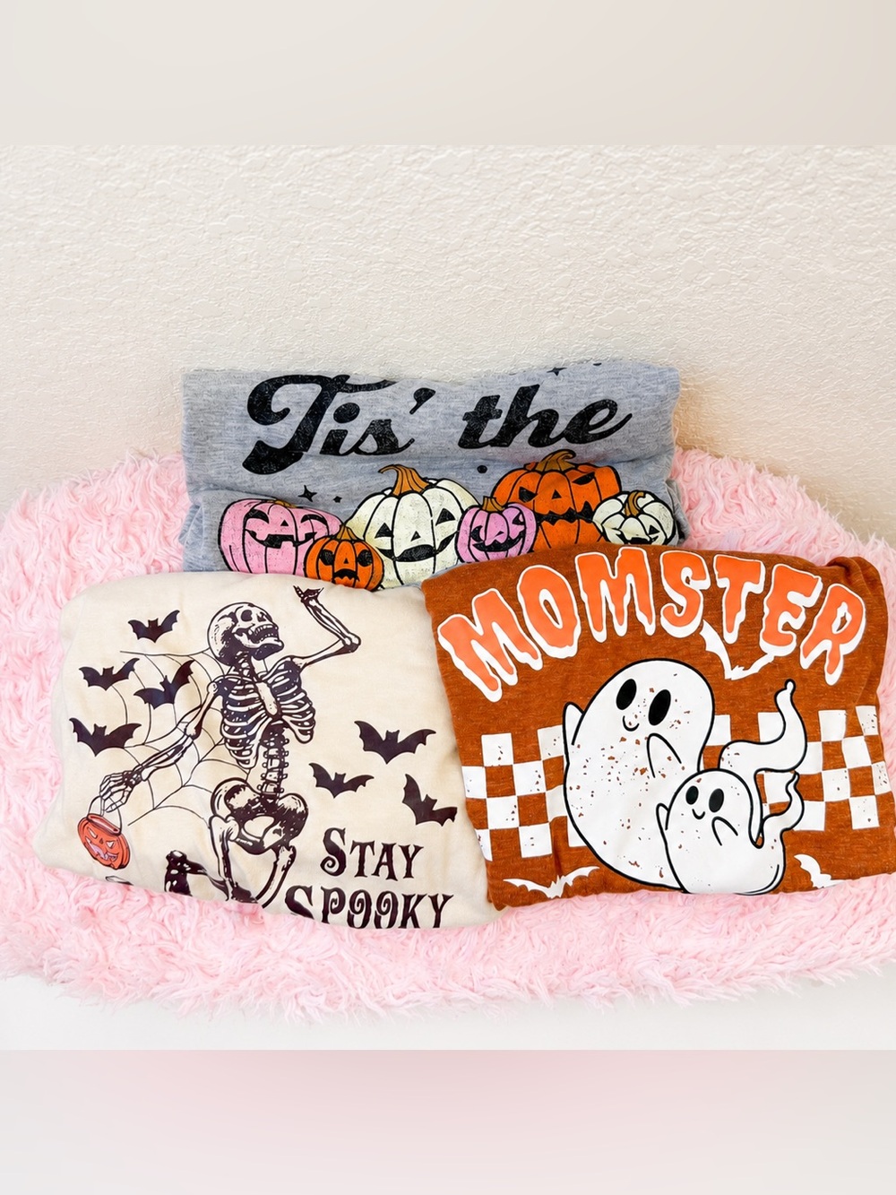 Halloween Graphic Tees - Bundle 3, Size S - Pumpkin Ghost Skeleton Shirts